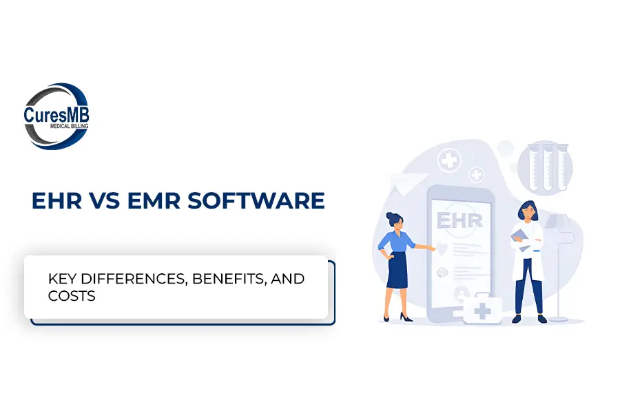 Two person learn the difference about the ehr vs emr software for medical billing purpose and scuccess.